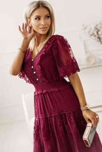 Load image into Gallery viewer, Swiss Dot Buttoned Smocked Waist Dress
