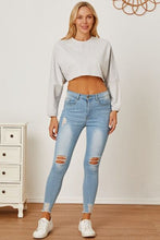 Load image into Gallery viewer, Round Neck Dropped Shoulder Cropped Sweatshirt
