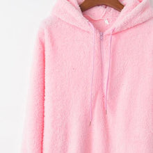 Load image into Gallery viewer, Full Size Quarter-Zip Drawstring Teddy Hoodie
