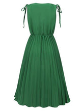 Load image into Gallery viewer, Pleated V-Neck Sleeveless Midi Dress
