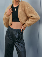 Load image into Gallery viewer, Dropped Shoulder Open Front Cropped Sherpa Jacket
