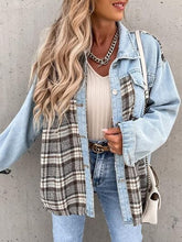 Load image into Gallery viewer, Plaid Button Up Dropped Shoulder Jacket
