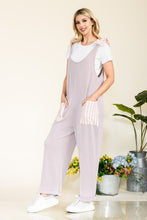 Load image into Gallery viewer, Celeste Full Size Stripe Contrast Pocket Rib Jumpsuit
