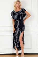 Load image into Gallery viewer, Striped Off-Shoulder Slit Dress

