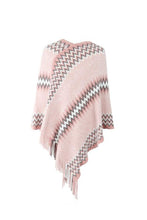 Load image into Gallery viewer, Fringe Hem Striped Cape Sleeve Poncho
