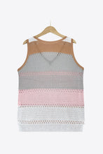 Load image into Gallery viewer, Striped Openwork V-Neck Knit Tank
