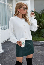 Load image into Gallery viewer, Round Neck Dropped Shoulder Fuzzy Cardigan
