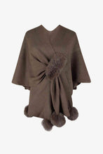 Load image into Gallery viewer, Surplice Neck Pom-Pom Trim Poncho
