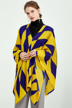 Load image into Gallery viewer, Two-Tone Accordion Pleated Slit V-Neck Poncho
