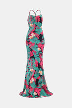 Load image into Gallery viewer, Botanical Print Halter Neck Crisscross Dress
