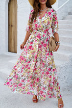 Load image into Gallery viewer, Printed Tied Half Sleeve Slit Dress
