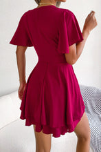 Load image into Gallery viewer, Tie Waist Flutter Sleeve Ruffled Dress
