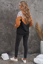 Load image into Gallery viewer, Leopard Color Block Quarter-Zip Sweatshirt
