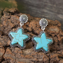 Load image into Gallery viewer, Artificial Turquoise Alloy Star Earrings
