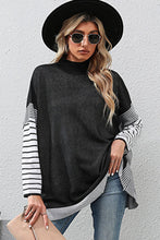 Load image into Gallery viewer, Striped Dolman Sleeve Mock Neck Knit Pullover
