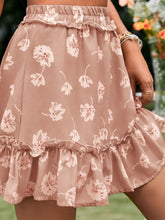 Load image into Gallery viewer, Botanical Print Frill Trim Tiered Skirt
