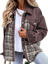 Load image into Gallery viewer, Plaid Button Up Dropped Shoulder Jacket
