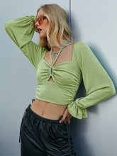 Load image into Gallery viewer, Ruched Cutout Cropped Top
