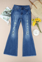 Load image into Gallery viewer, Distressed Frayed Hem Flare Jeans
