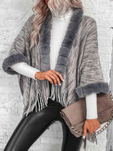 Load image into Gallery viewer, Open Front Fringe Hem Poncho
