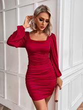 Load image into Gallery viewer, Ruched Square Neck Mini Bodycon Dress
