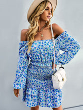 Load image into Gallery viewer, Floral Smocked Off-Shoulder Ruffled Dress
