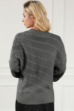 Load image into Gallery viewer, Cable-Knit Mock Neck Dropped Shoulder Sweater
