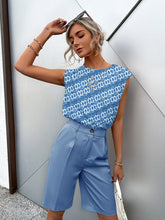 Load image into Gallery viewer, Printed Round Neck Capped Sleeve Top
