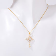 Load image into Gallery viewer, Stainless Steel Inlaid Zircon Cross Necklace

