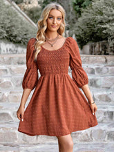 Load image into Gallery viewer, Swiss Dot Smocked Scoop Neck Dress
