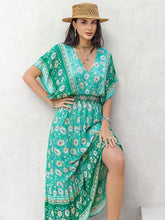 Load image into Gallery viewer, Floral V-Neck Smocked Short Sleeve Dress
