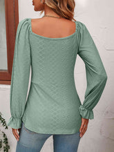 Load image into Gallery viewer, Tie Front V-Neck Puff Sleeve Blouse
