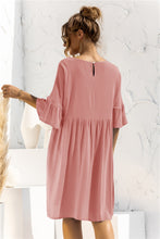 Load image into Gallery viewer, Boat Neck Flounce Sleeve Knee-Length Dress
