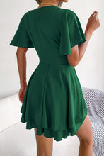 Load image into Gallery viewer, Tie Waist Flutter Sleeve Ruffled Dress
