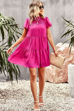 Load image into Gallery viewer, Smocked Puff Sleeve Tiered Mini Dress
