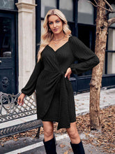 Load image into Gallery viewer, Asymmetrical Surplice Puff Sleeve Mini Dress
