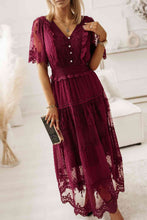Load image into Gallery viewer, Swiss Dot Buttoned Smocked Waist Dress
