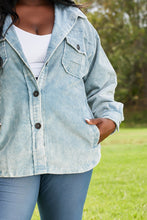 Load image into Gallery viewer, Zenana Corn Maze Full Size Vintage Washed Corduroy Shacket in Blue Grey
