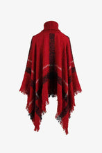 Load image into Gallery viewer, Plaid Turtleneck Raw Hem Poncho
