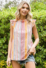 Load image into Gallery viewer, Frill Mock Neck Cap Sleeve Blouse
