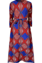 Load image into Gallery viewer, Geometrical Print Accordion Pleated Three-Quarter Sleeve Dress
