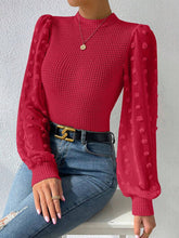 Load image into Gallery viewer, Swiss Dot Waffle-Knit Lantern Sleeve T-Shirt

