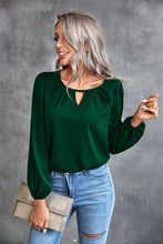 Load image into Gallery viewer, Pleated Detail Cutout Puff Sleeve Blouse
