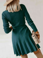Load image into Gallery viewer, Surplice Neck Tie Front Pleated Sweater Dress
