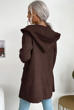 Load image into Gallery viewer, Ribbed Open Front Hooded Cardigan with Pockets
