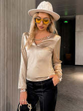 Load image into Gallery viewer, Chain Detail V-Neck Satin Top
