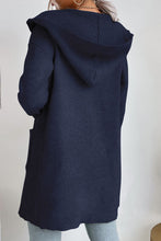 Load image into Gallery viewer, Ribbed Open Front Hooded Cardigan with Pockets
