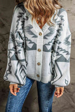 Load image into Gallery viewer, Printed Button Up V-Neck Long Sleeve Cardigan
