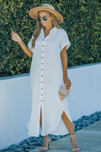 Load image into Gallery viewer, Textured Button Down Slit Shirt Dress
