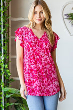 Load image into Gallery viewer, Heimish Full Size Printed Ruffle Cap Sleeve Top

